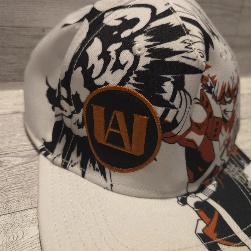 My Hero Academia Hat‎ Cap Snap Back White Orange Katsuki Bakugo Kacchan Manga